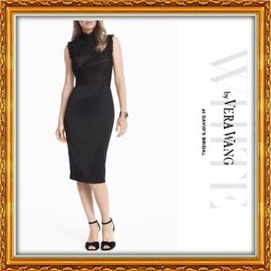 NWT | Vera Wang Mock Neck Black Ruched Sheath Dress